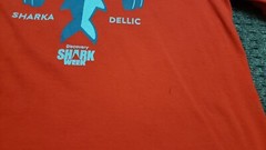 Discovery Channel Store Men’s Medium Red T Shirt Shark Week Weightlifting