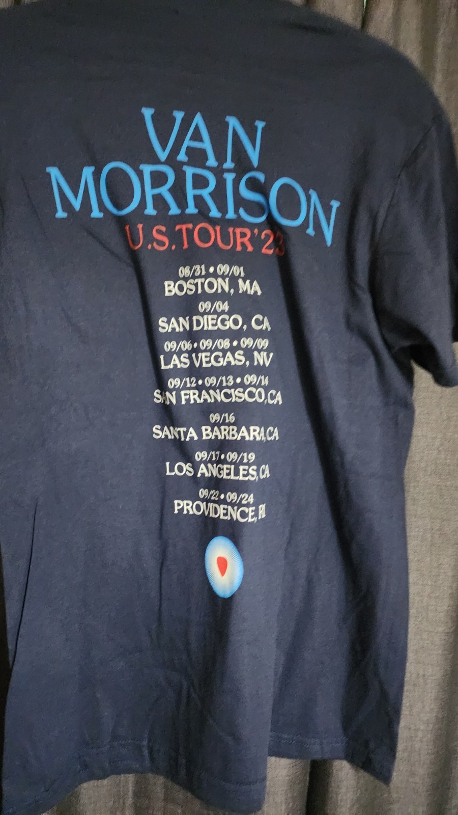 Van Morrison U.S. Tour '23 Double-Sided Graphic Tee Blue Cotton Crew Neck M gallery