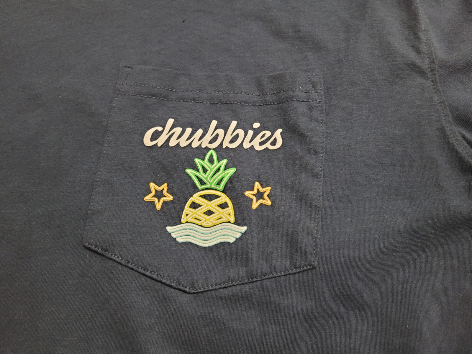 Chubbies Shirt Mens 2XL Blue Pocket Tee Logo Taco Weekend Neon Pineapple Casual gallery