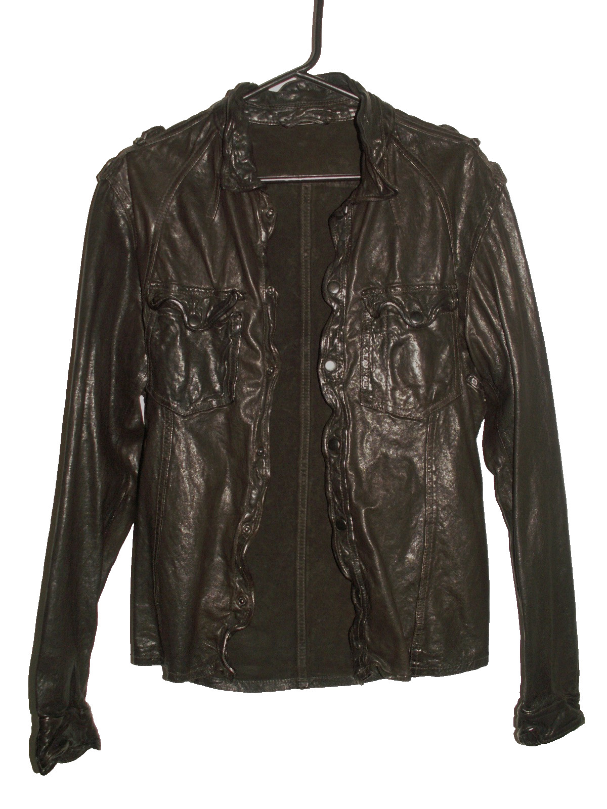 Men's All Saints MCKAY LEATHER SHIRT jacket overshirt L (ref79) £149.99!!!!! gallery