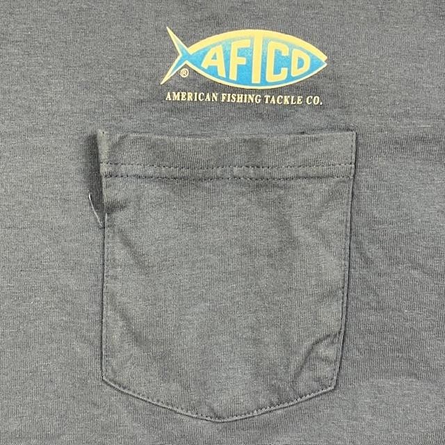 AFTCO Bluewater Shirt Mens XL Blue Pocket Tee Bad To The Bone Fish Graphic gallery