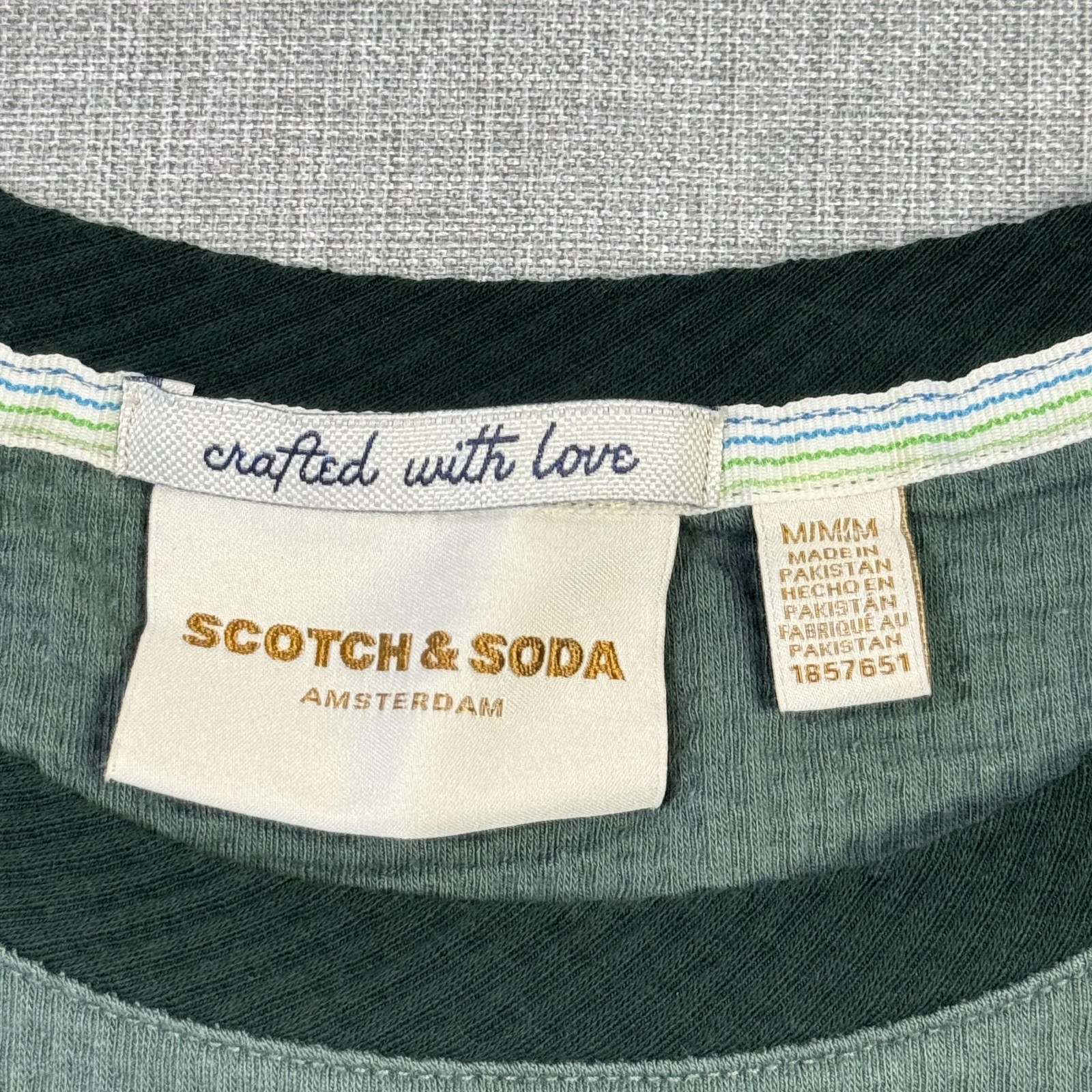 Scotch & Soda Shirt Mens M Green Waffle Crewneck Short Sleeve Stretch Amsterdam gallery