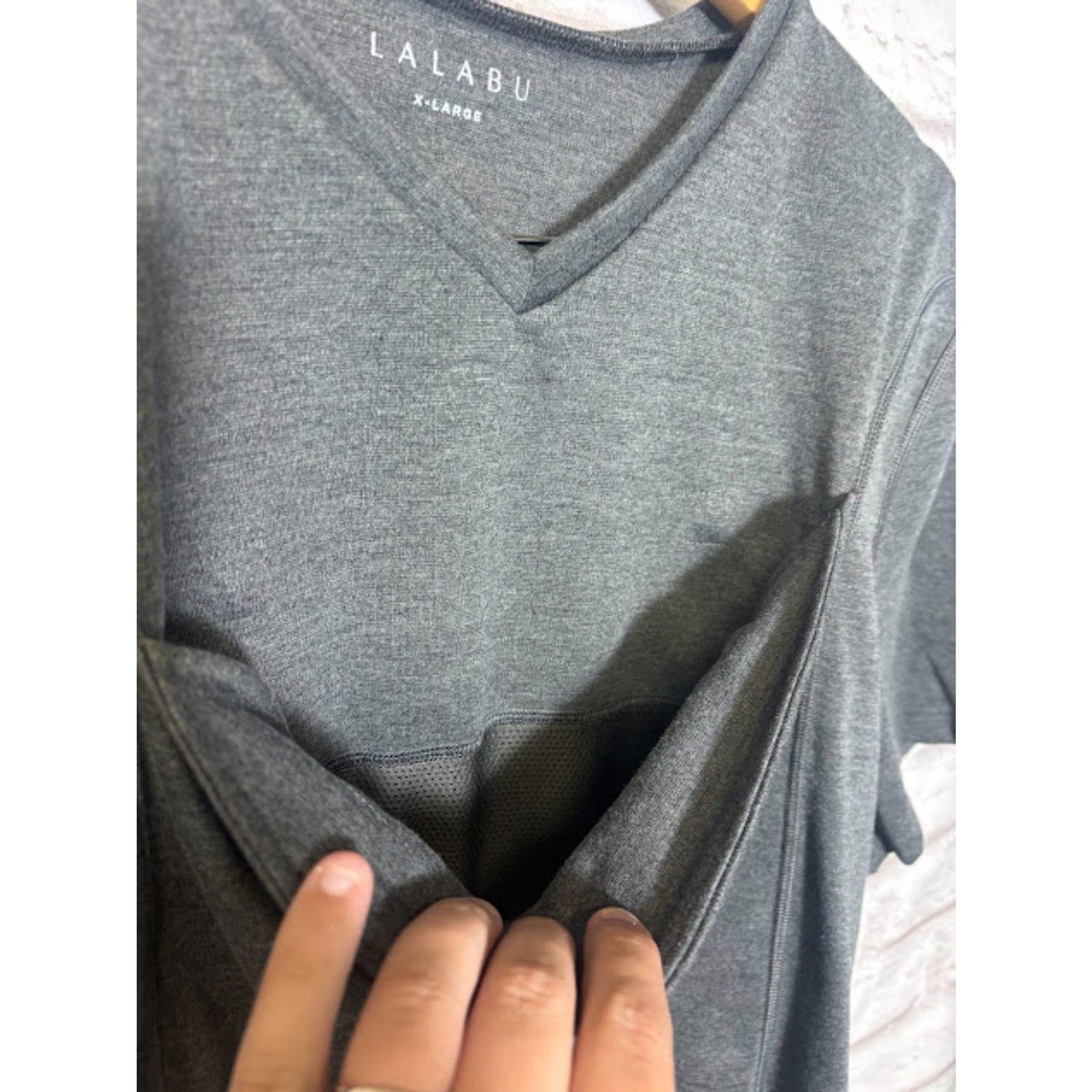 Lalabu Dad Shirt Kangaroo Pocket Baby Wearing Top Gray Size XL EUC Parent Gift gallery