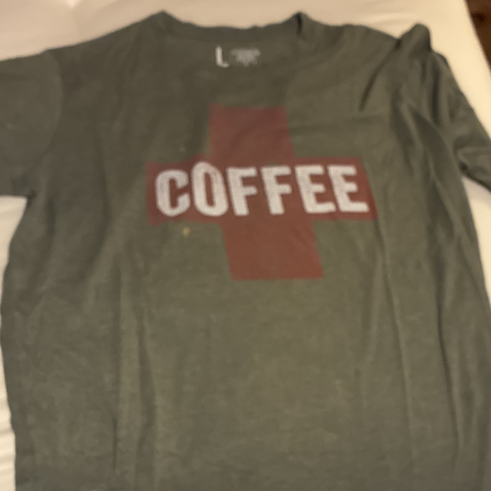 Men’s Green Coffee Graphic Print Crew Neck Short Sleeve Cotton Knit Tee L gallery