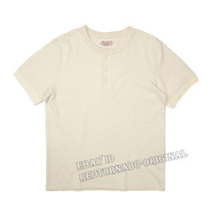 Red Tornado Men Summer Vintage Henley T-Shirt Heavyweight Cotton Retro Selvedge