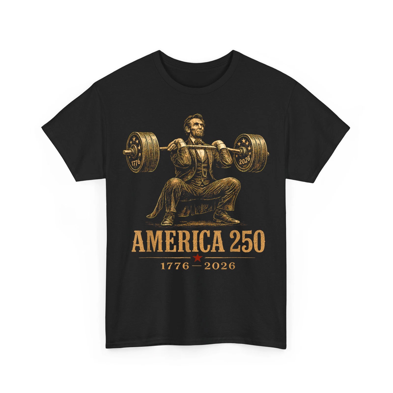Funny America 250th 1776 2026 Abraham Lincoln Gym Weightlifting T-Shirt gallery