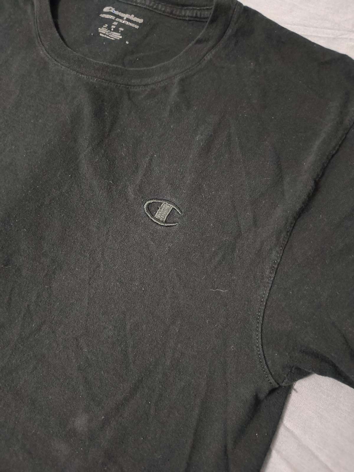 Men's Champion T-shirt Color Black Size Medium Stretch Breathable Plain Athletic gallery