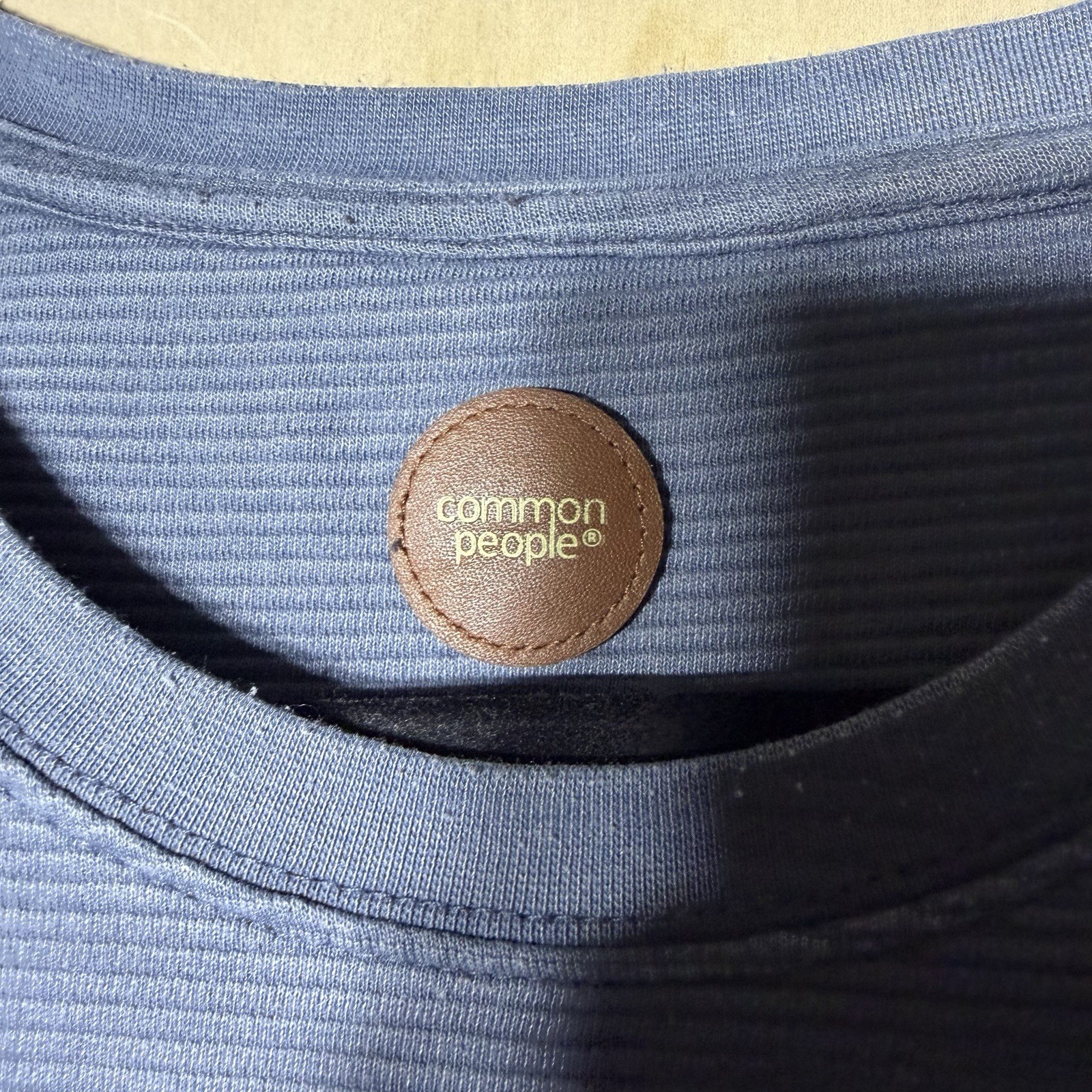 Common People Ribbed Knit T Shirt Large Blue Short Sleeve Casual Minimalist Tee gallery