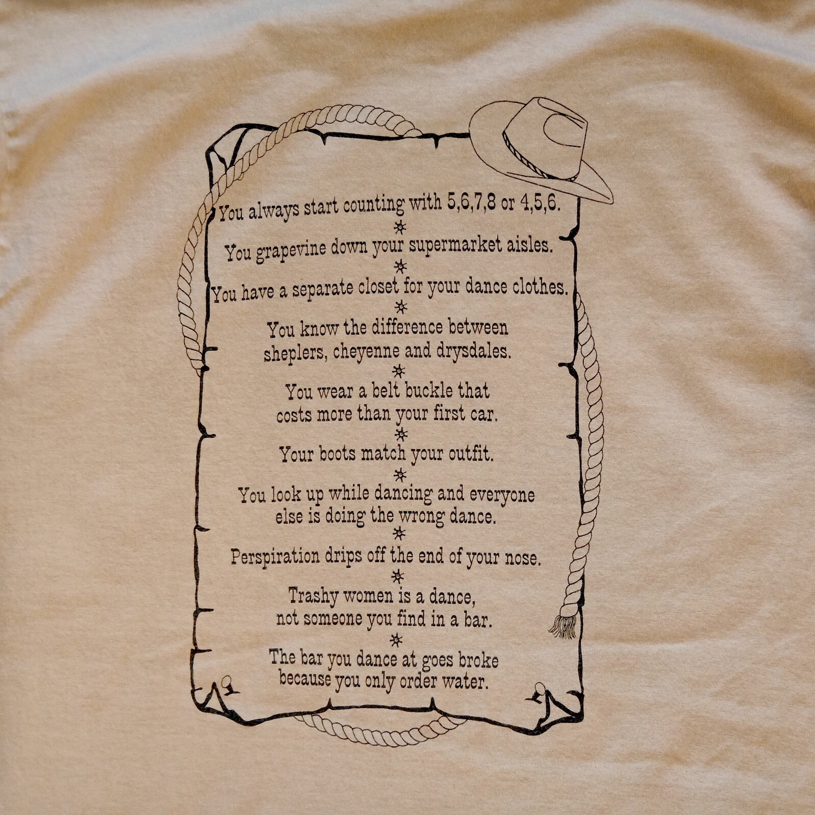Funny Dance Shirt "You might be a line dancer IF..." Men's (L) Army Green Tshirt gallery