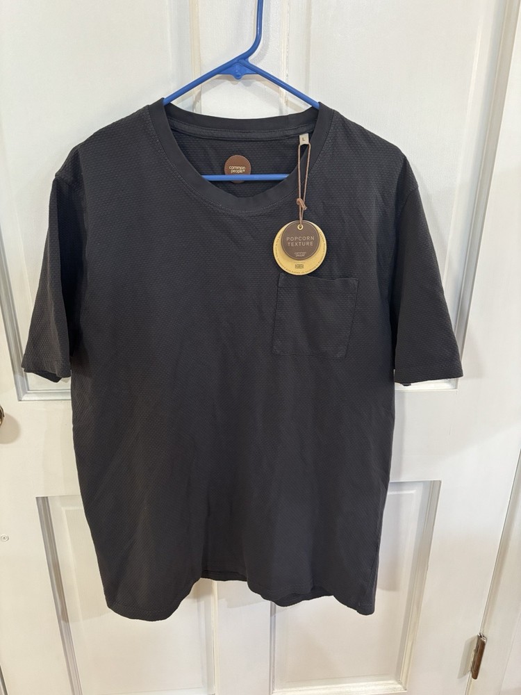 NWT $75 Common People Popcorn Texture Tshirt Large Blue/Gray