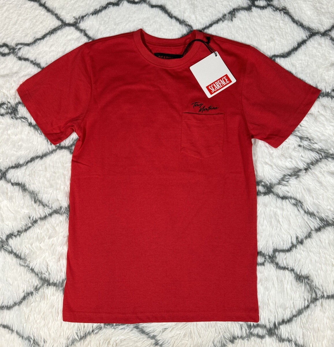 REASON Scarface Tony Montana Pocket Tee Shirt Red Men’s Size S *NEW* RARE gallery