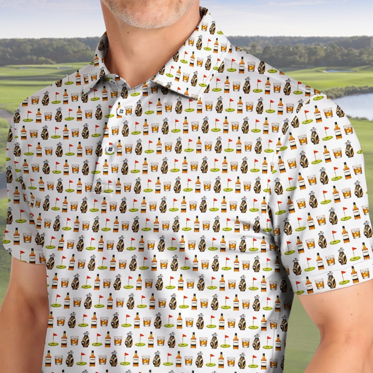Bourbon Golf Polo Shirt Men Whiskey Golfer Drinking Gift Dad Father's Day(S-5XL) gallery