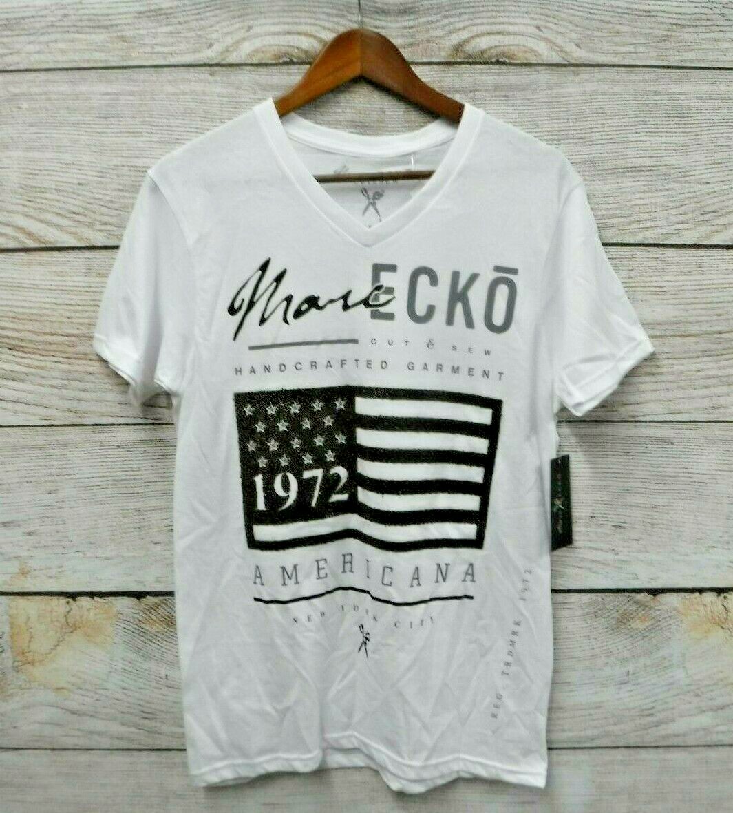 Shirt Marc Ecko Cut & Sew Mens Small Embellished Shiny Flag Slim T New Defect gallery