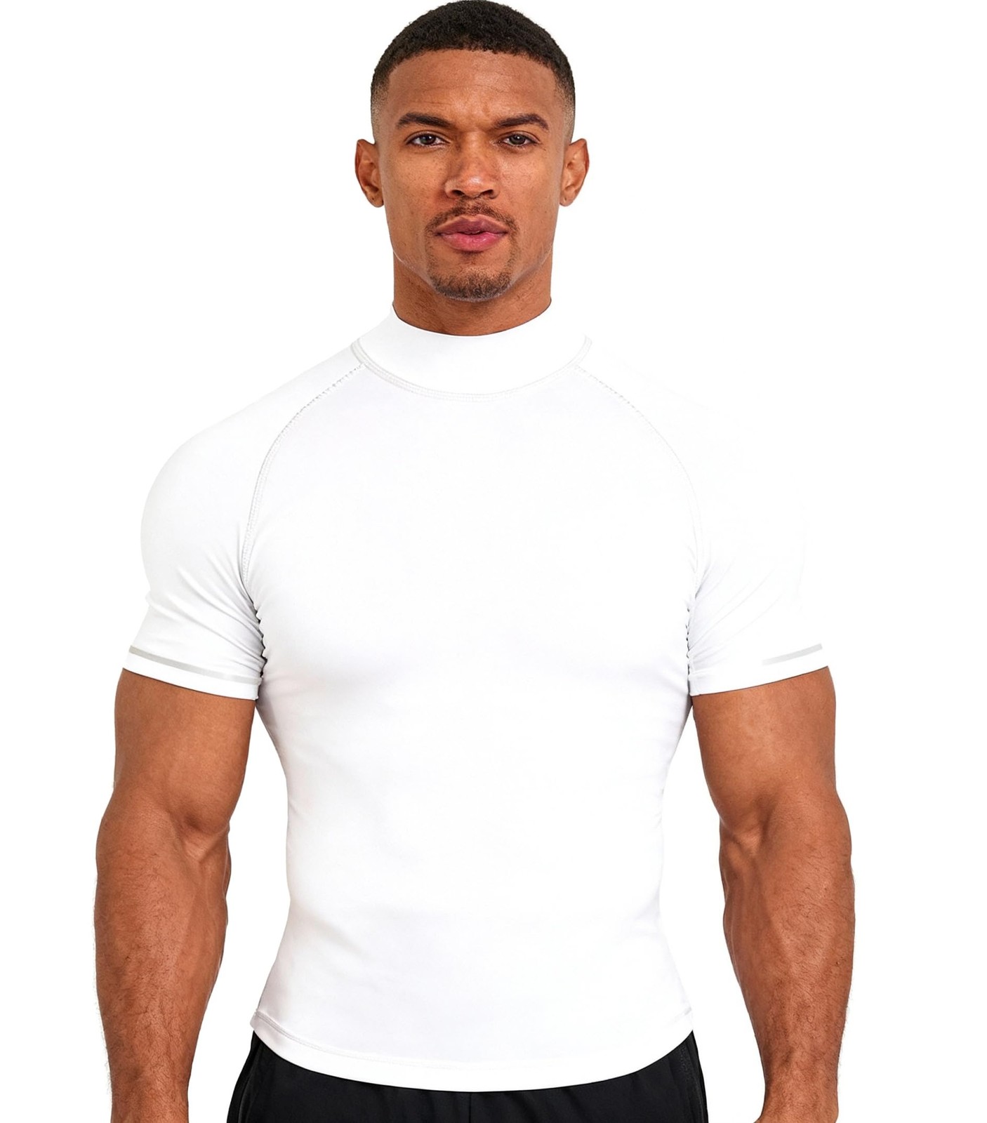 Men's Compression Mock Turtleneck Short Sleeve Shirts High Neck Quickly Dry W... gallery