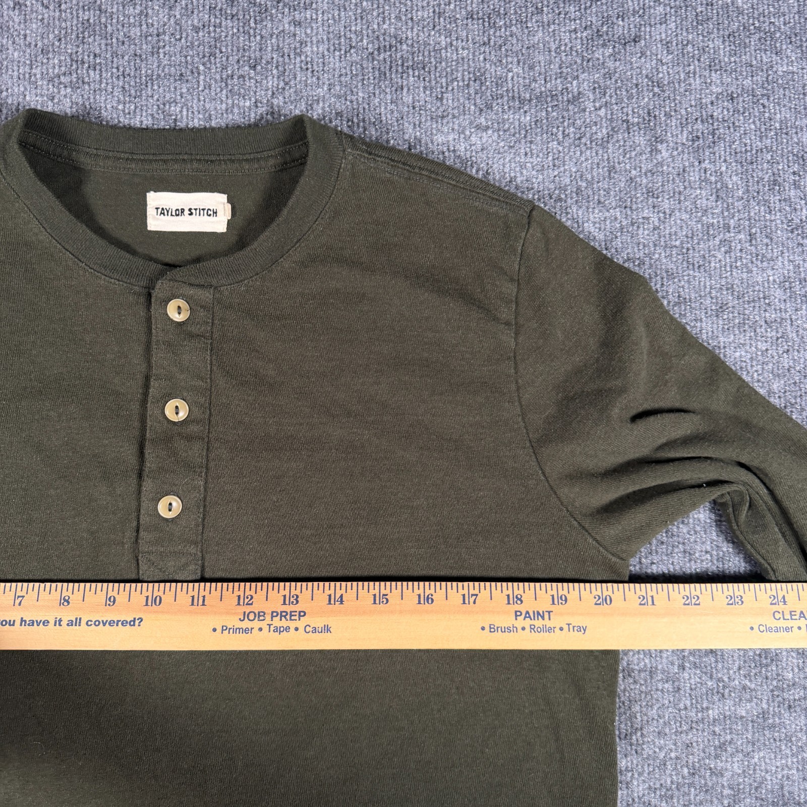 Taylor Stitch Shirt Mens Size 40 Medium Green Polycotton Long Sleeve Henley Prep gallery