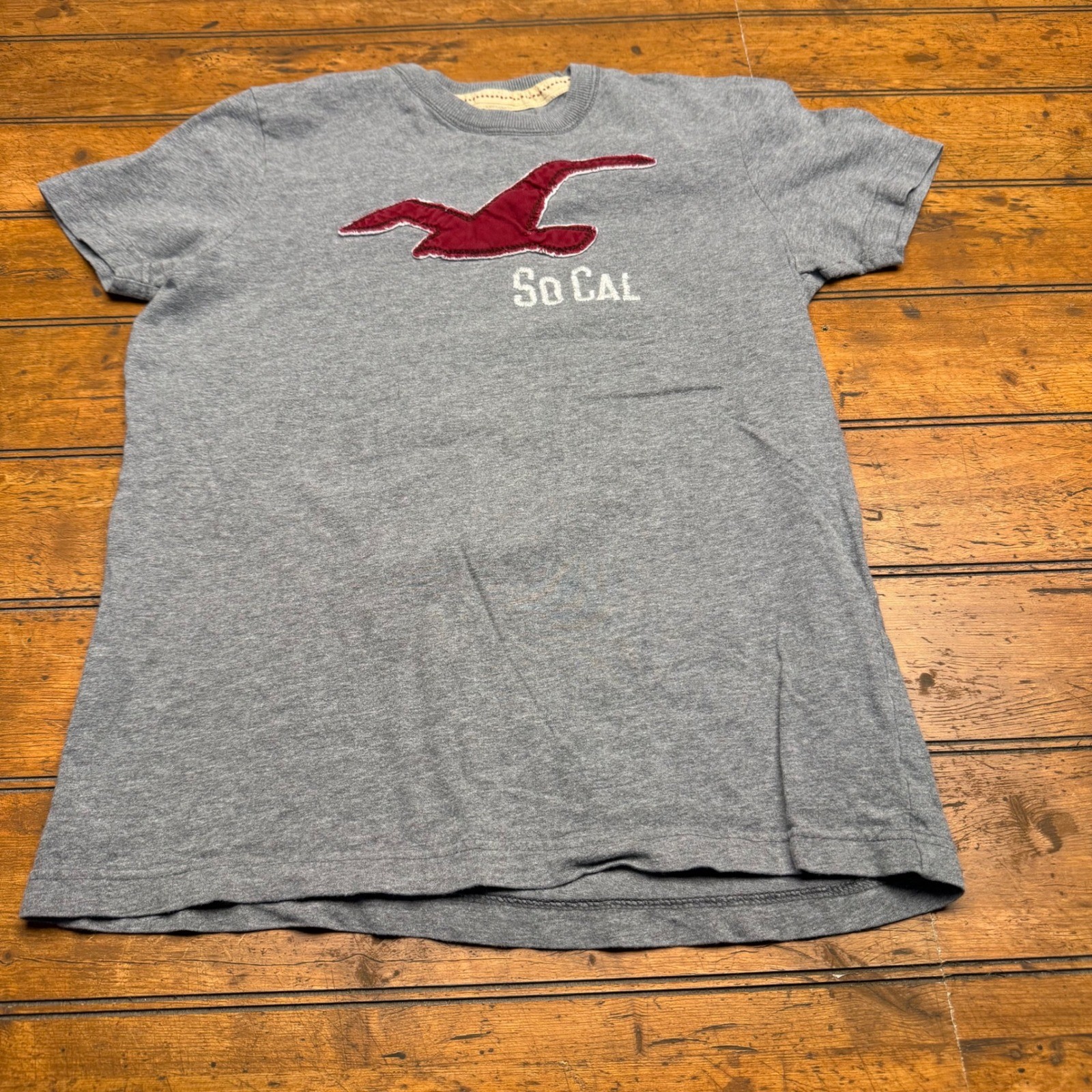 Hollister So Cal Graphic T Shirt Gray Bird Logo Short Sleeve Cotton Mens S gallery