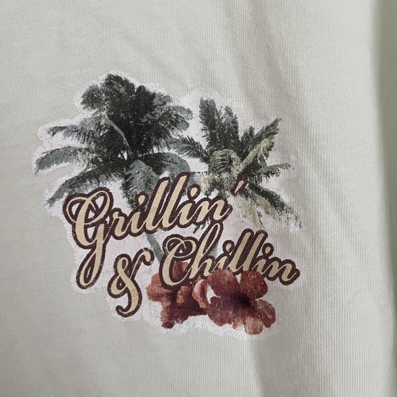 Caribbean T-shirt Mens Large Grilling & Chillin Palm Tree Tropical Beach Dad gallery