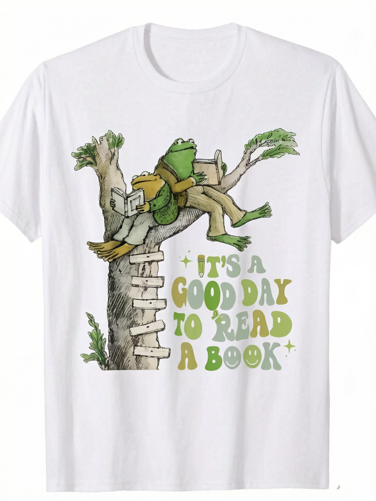 Men's "It's A Good Day to Read a Book" Retro Frog & Toad Graphic T-Shirt - 100% gallery