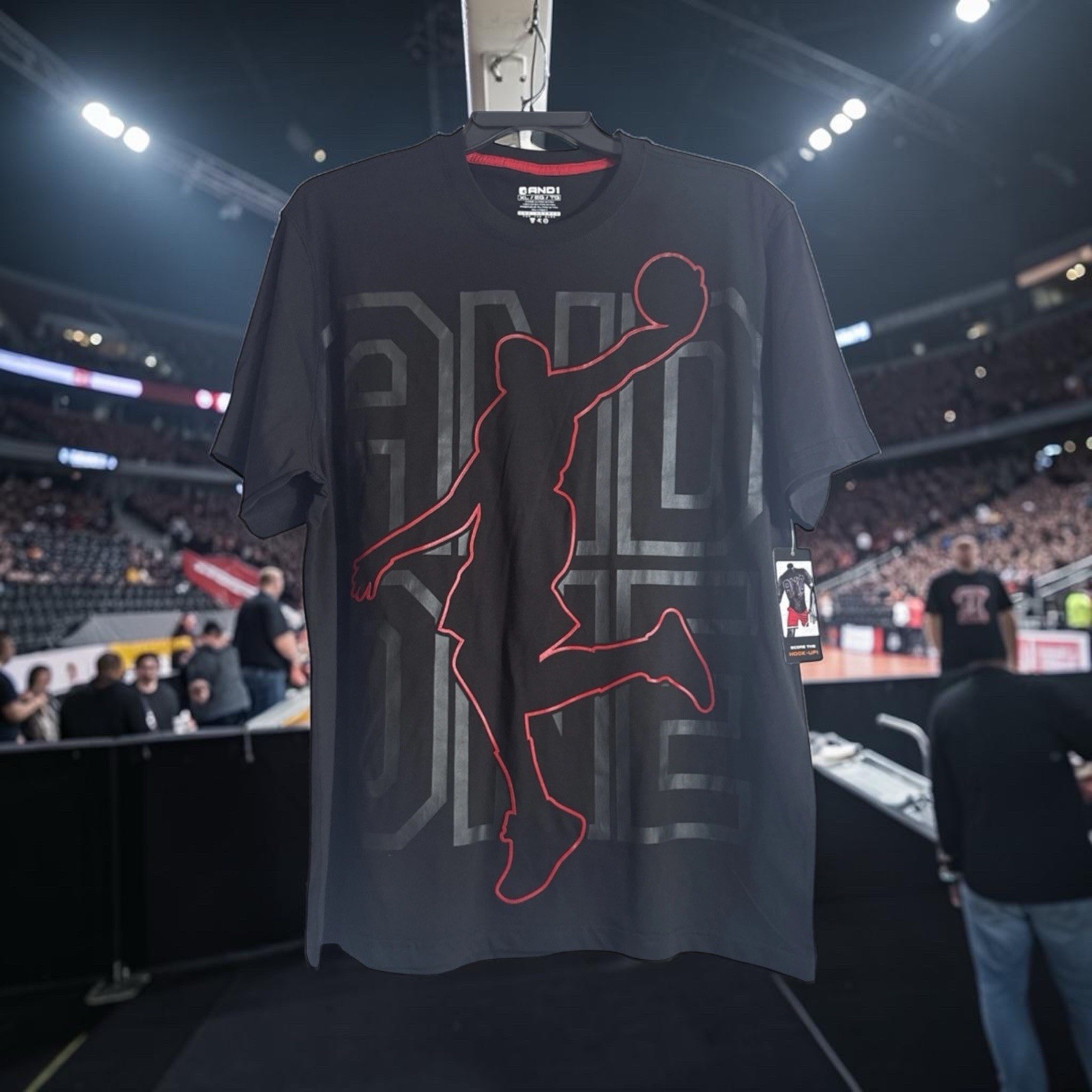 And1 Dunk Logo T-Shirt Black Men Graphic Tee Basketball Size X-Large NWT