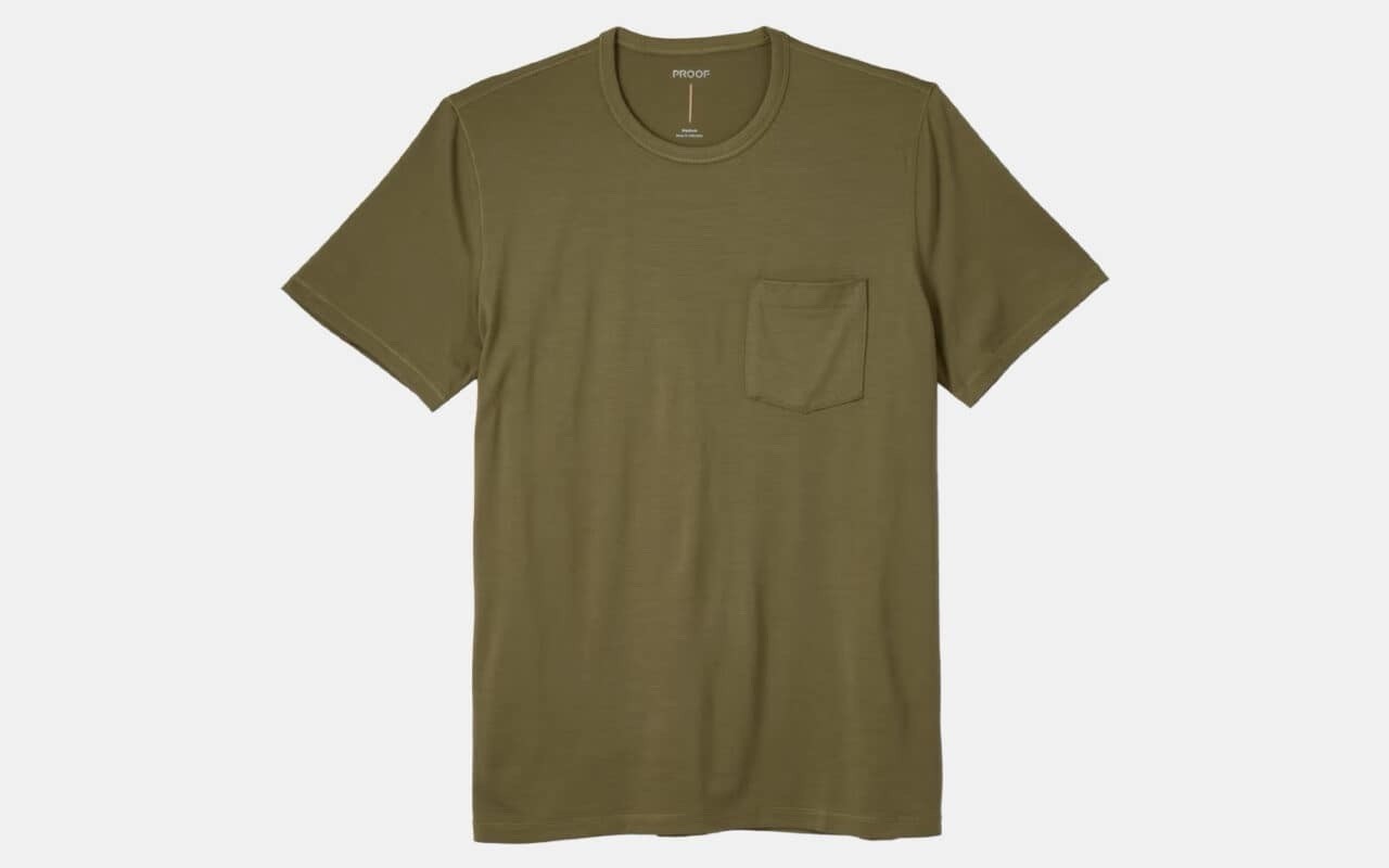Huckberry Proof Men’s 72-Hour Merino Wool Pocket T-Shirt (Dark Olive / Size L) gallery