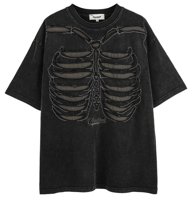 High Street Summer Vintage Skull Cotton Short Sleeve T-shirt Men Women