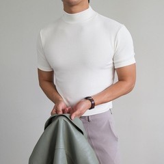 Men’s Regular Fit T Shirt Half High Collar 80% Polyester 20% Spandex Blend