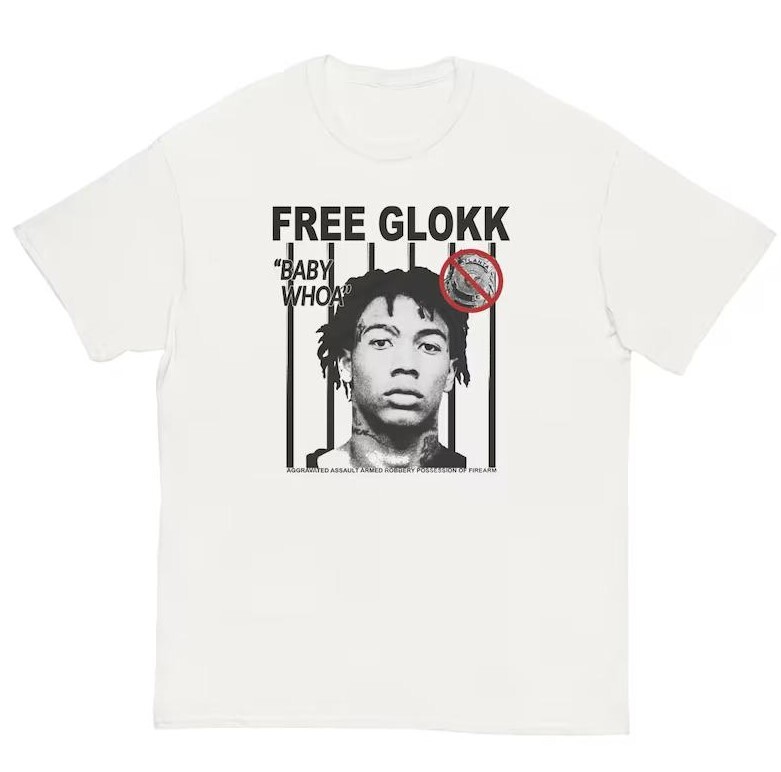 FREE GLOKK T-Shirt, Glokk40spaz rapper Tee, Baby Whoa Graphic gallery