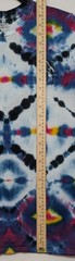 Handmade Tie Dye Blue Yellow Red Black Diamond Pattern Small Shirt 17″ W X 27″ L
