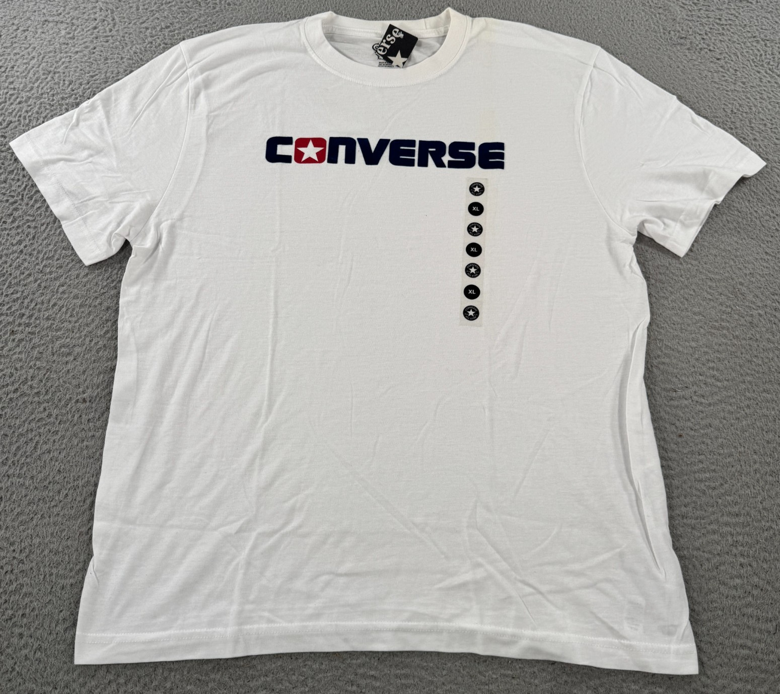 Converse Shirt Men’s XL White Casual Crew Neck Spell-Out Logo Graphic Tee