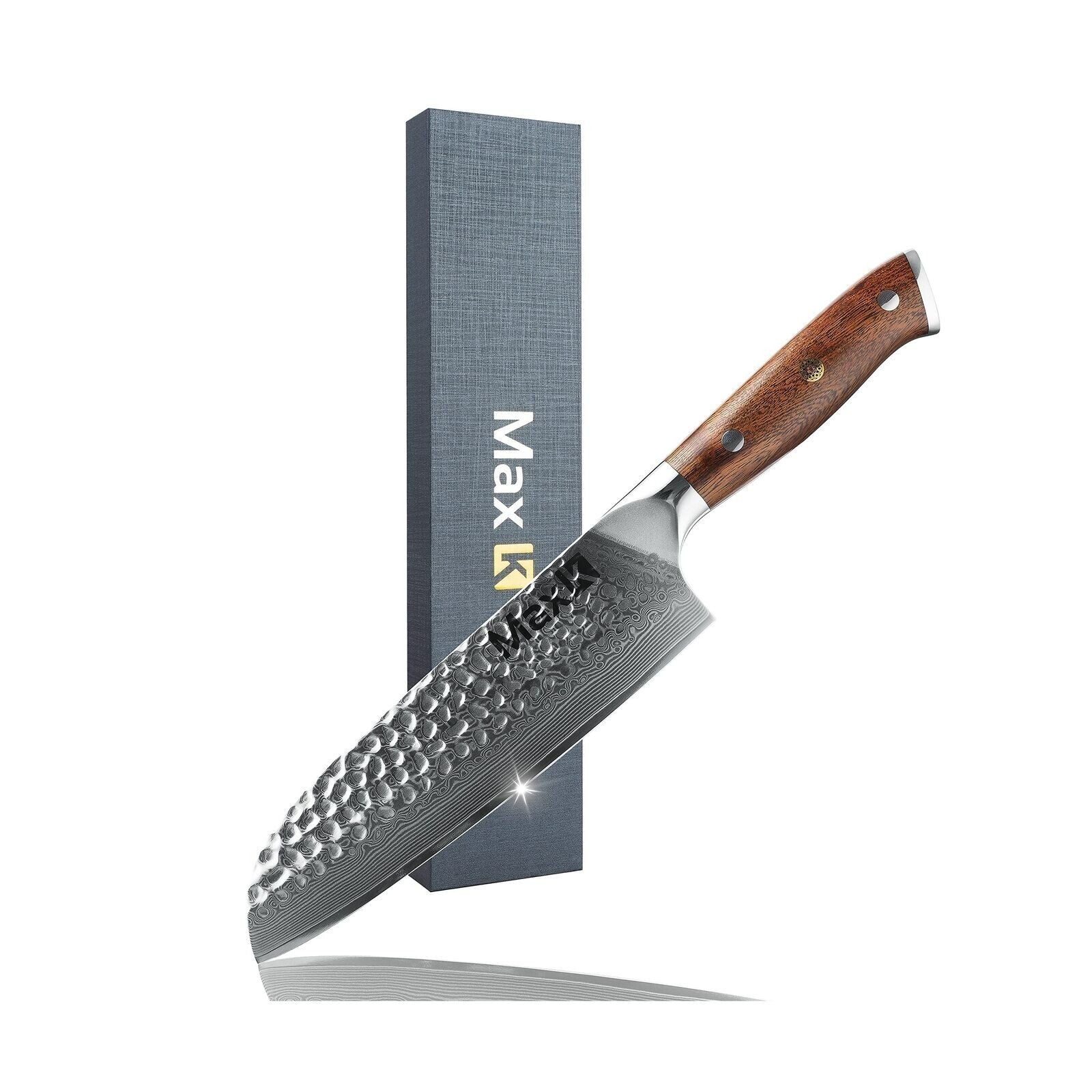 Max K 7-Inch Santoku Knife with Desert Ironwood Handle – Professional Japanes…