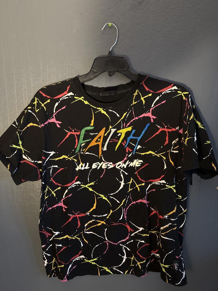 Switch Faith All Eyes On Me Graphic T-Shirt Black Rainbow Print Men’s XXL