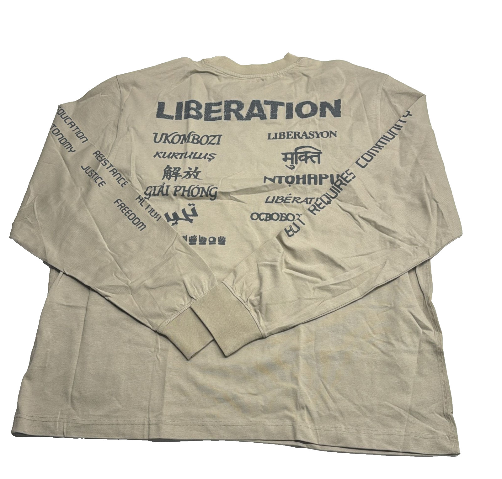 CHNGE Men's Collective Liberation Cuff Crew Long Sleeve Casual T-Shirt Khaki, XS gallery