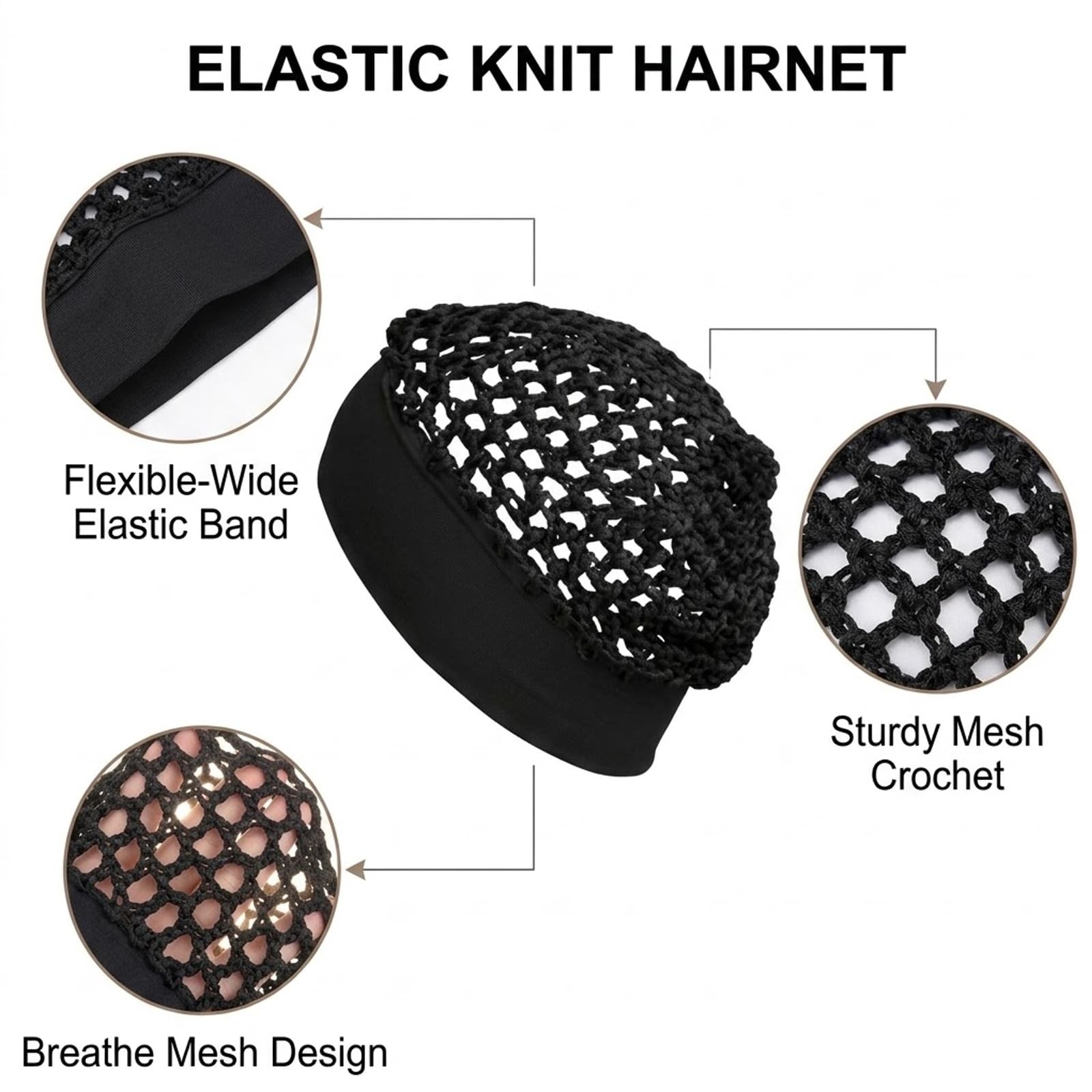 3 Packs Mesh Hair Net, Stretchy Elastic Hair Bonnet for Sleeping, No Marks & ... gallery