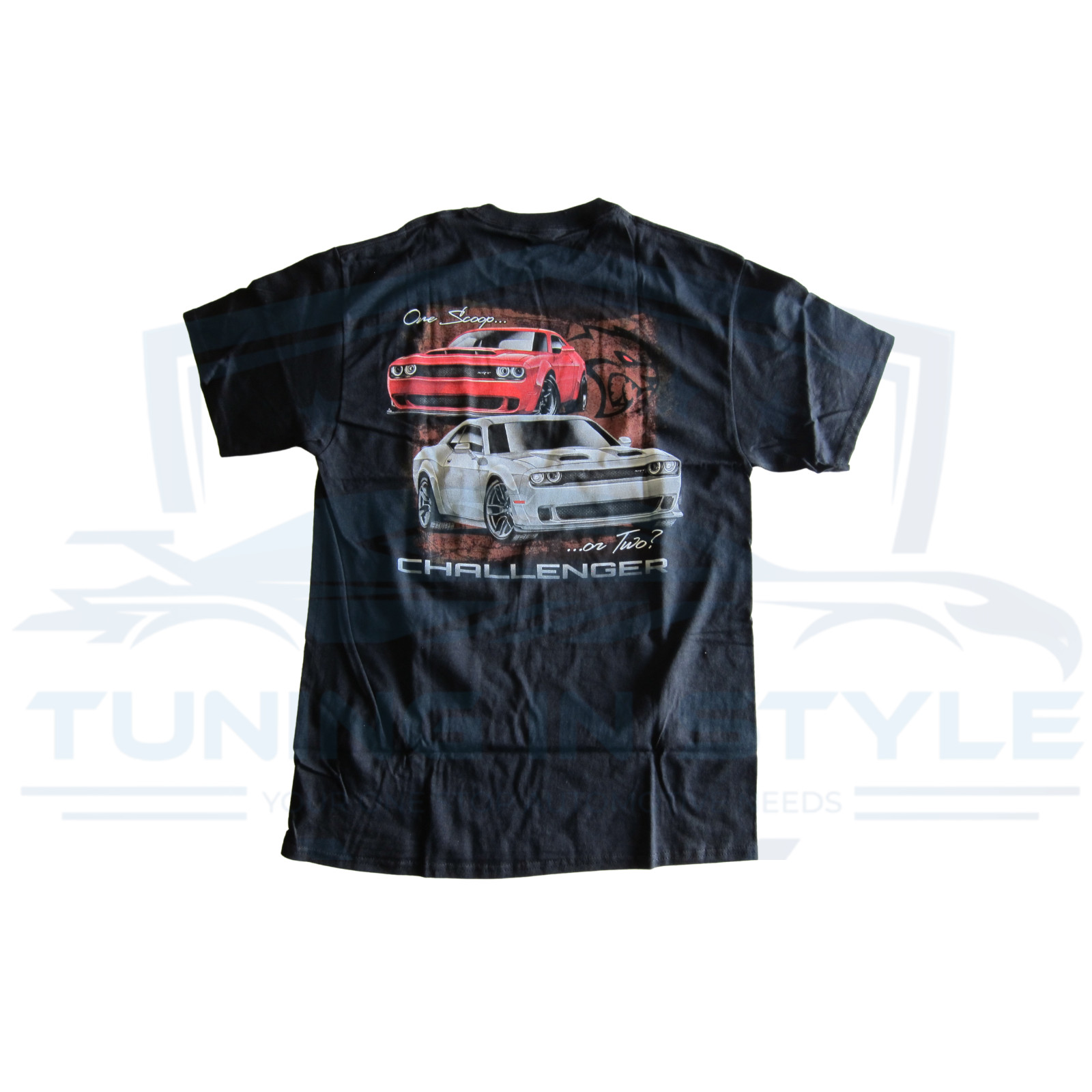 Dodge Challenger 2 Scoops SRT Hellcat Cotton T-Shirt Black Official Licensed gallery