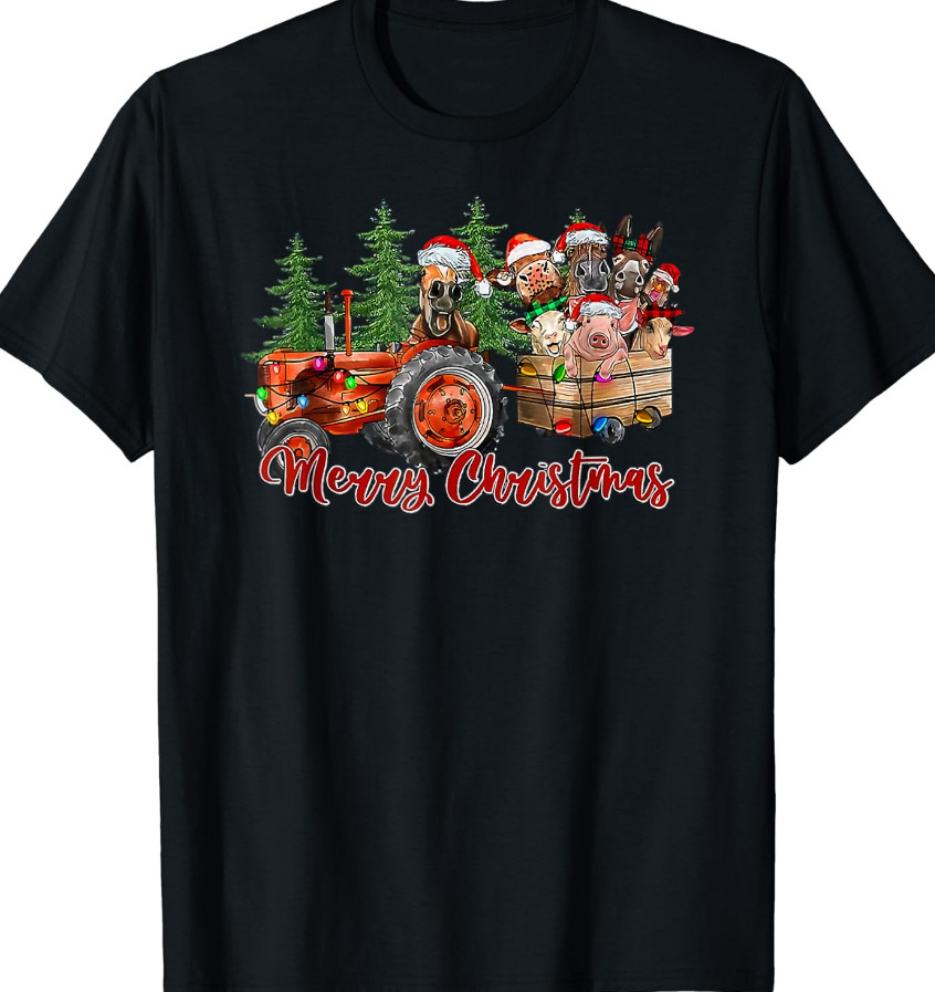Christmas Pig full size t-shirt Cotton Black men women gallery