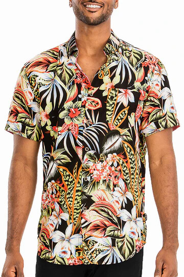 WEIV Men's Casual Floral Hawaiian Print Button Down Short Sleeve Shirts WS7052 gallery