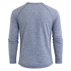 Original PENGUIN Men’s Large Henley Long-Sleeve Blue T-Shirt Buttons Munsingwear