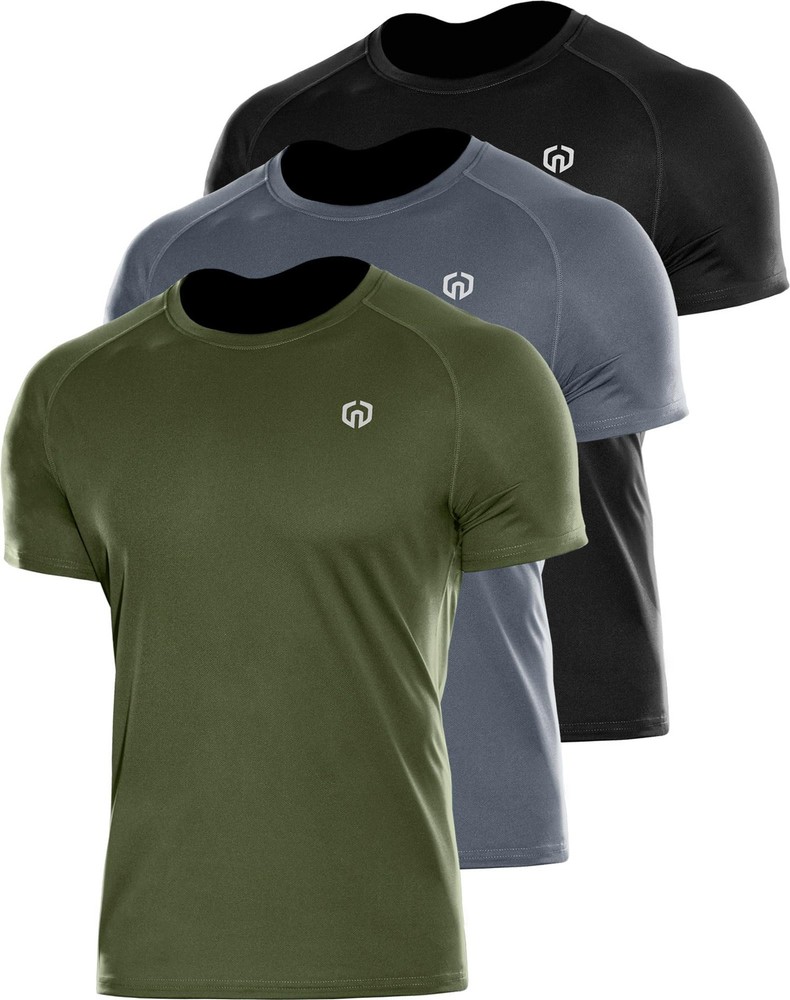 Men’s 3 Pack Dry Fit Running Shirts Workout Cycling Shirt Moisture Wicking,50…