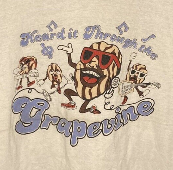 California Raisins Heard It Through Gift fans White Shirt