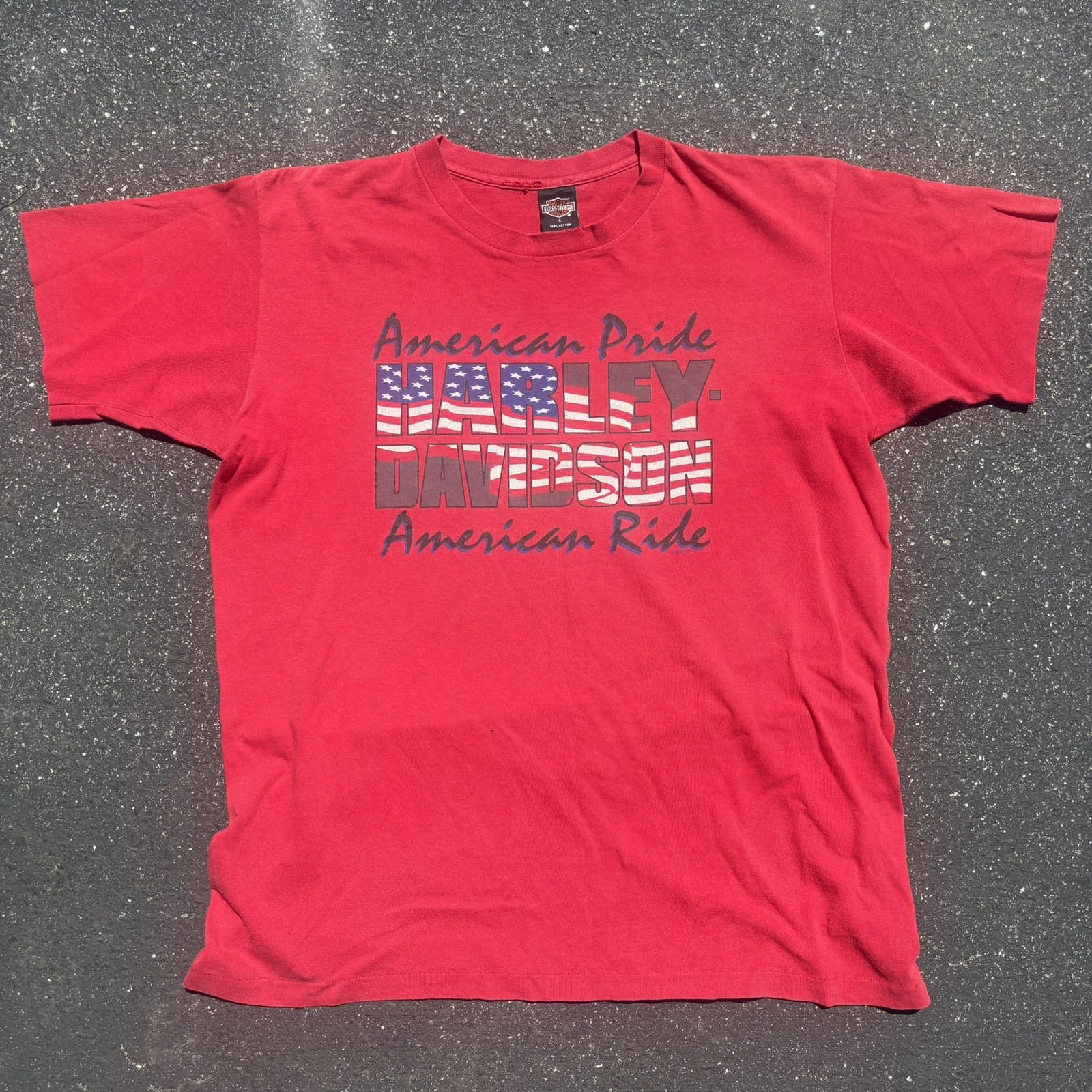 Vtg 90s Harley Davidson American Pride Size L Single Stitch Tee Rhode Island gallery