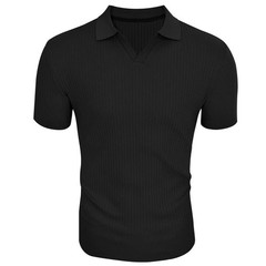 Men’s Summer Short Sleeve V Neck Solid For polo Shirt Polyester Casual T-Shirt