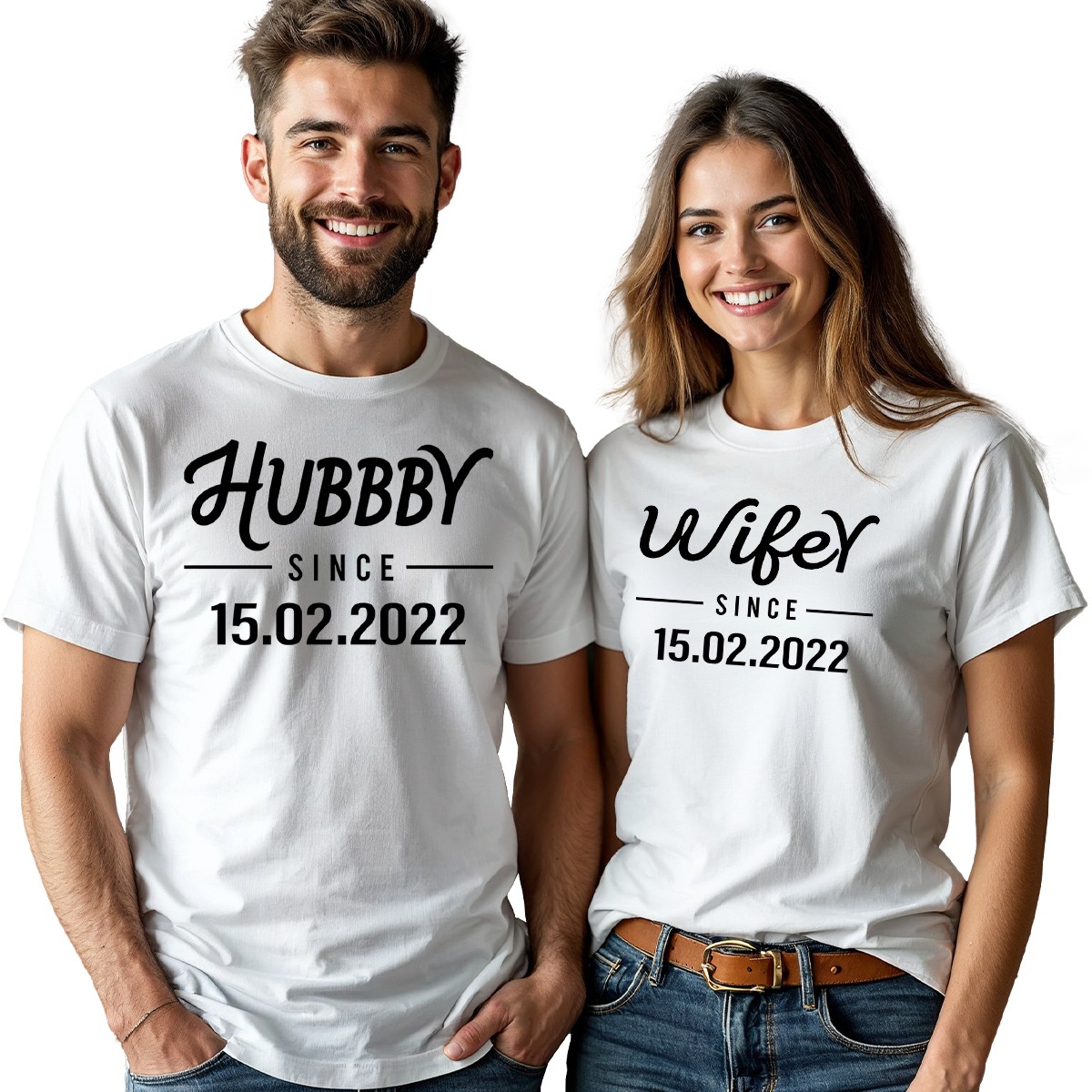 Husband Wife Personalised Matching Couple Tshirts Wedding Gift Anniversary