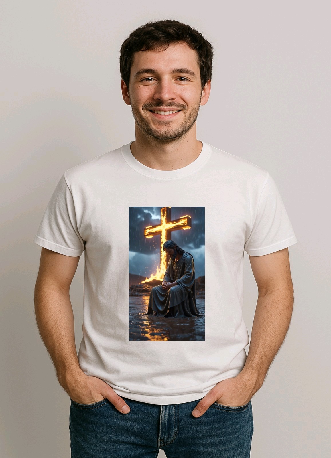 Set of two t-shirts allegorical to God, printed in DTF gallery
