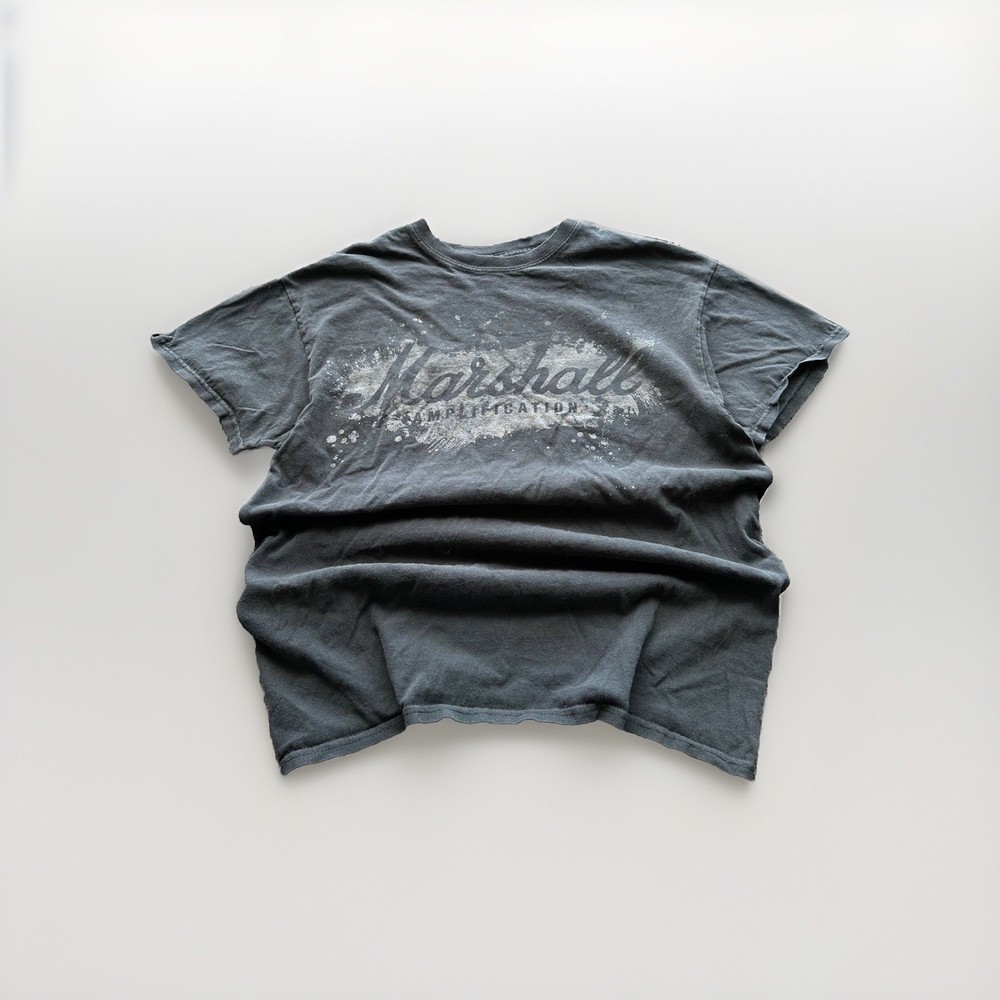 🚨 MARSHALL AMPLIFICATION BLACK MEN TEE RARE BIG LOGO FADE SIZE M