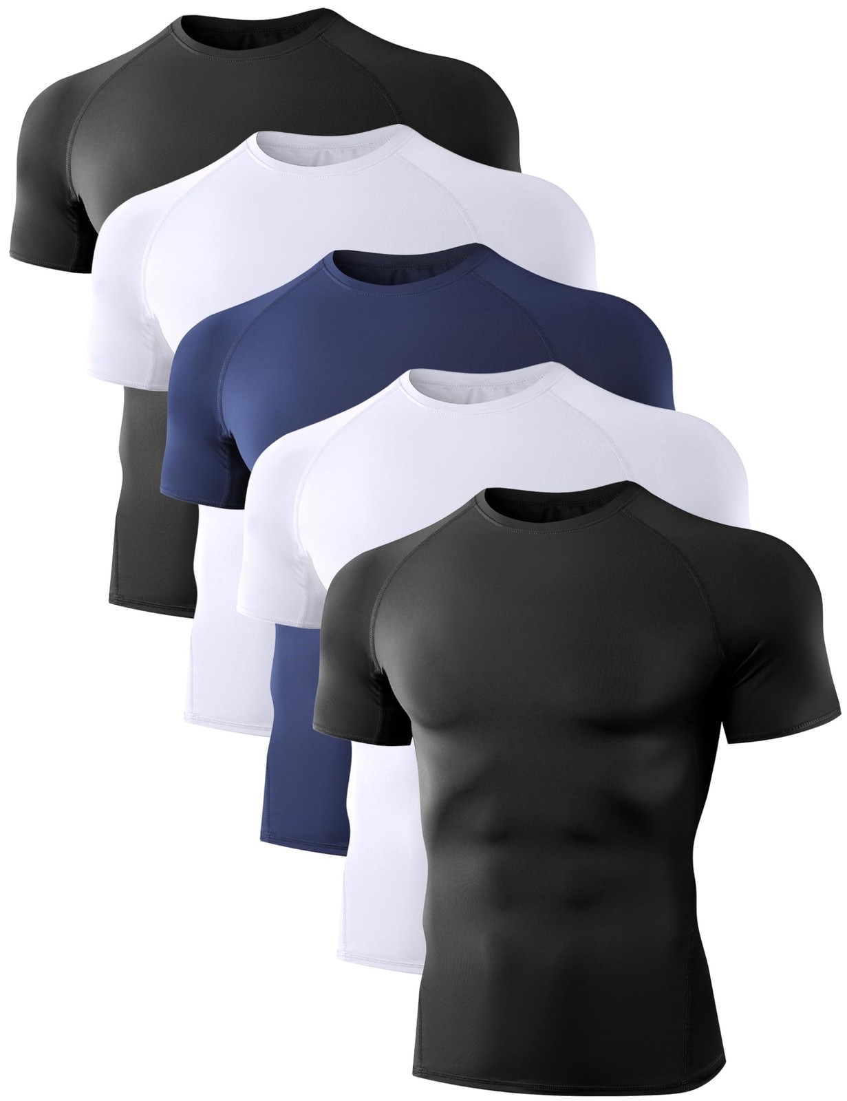 5 Pack Men’s Compression Shirts Short Sleeve Cool Dry Sports Athletic Workout... gallery