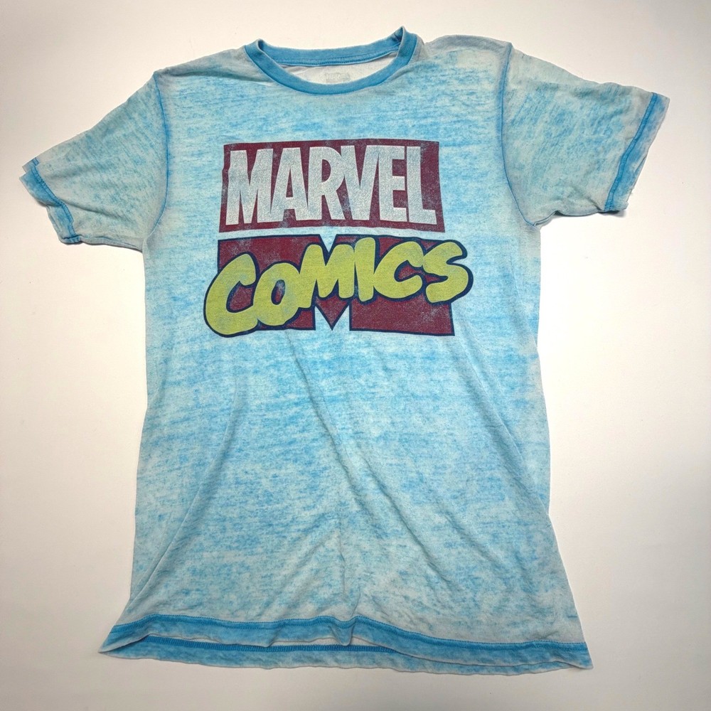 Marvel Comics Sheer Blue Vintage Wash Graphic Tee Men’s Small