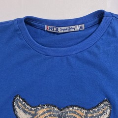 RCR Flip Sequin Tiger T-Shirt M Medium Short Sleeve Graphic Tee Blue Mens/Unisex