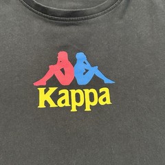 Kappa Authentic Estessi Tee Shirt Men Medium Black Big Logo On Back Regular Fit