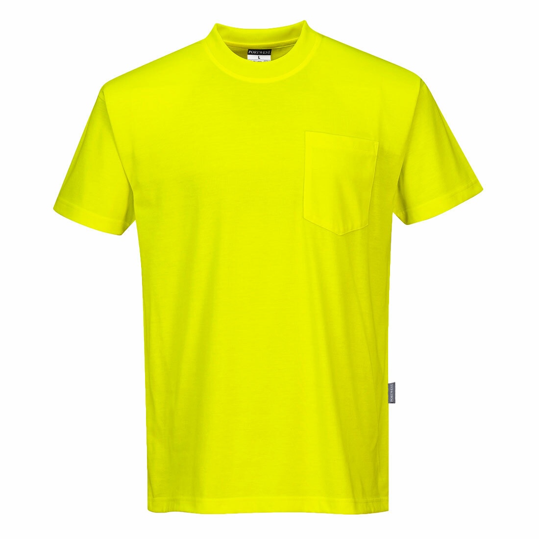 PORTWEST YELLOW NON ANSI COTTON BLEND POCKET T-SHIRT SIZES S-5XL S577*