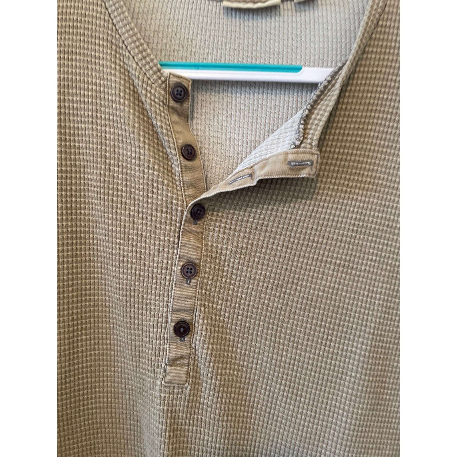 Vgt Y2k Express Mens XL Brown Waffle Knit Henley Shirt Dexter Kills Alt gallery